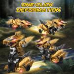 Kroyedfuw Dinosaur Transform Rc Cars, 2.4Ghz Remote Control Car Transforming Robot with Flashing Light, 360° Rotation One Button Deformation Car Toy Gifts for Boys Age 4-7 8-12