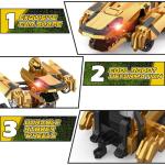 Kroyedfuw Dinosaur Transform Rc Cars, 2.4Ghz Remote Control Car Transforming Robot with Flashing Light, 360° Rotation One Button Deformation Car Toy Gifts for Boys Age 4-7 8-12