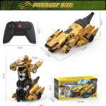 Kroyedfuw Dinosaur Transform Rc Cars, 2.4Ghz Remote Control Car Transforming Robot with Flashing Light, 360° Rotation One Button Deformation Car Toy Gifts for Boys Age 4-7 8-12