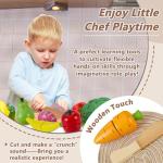 HERSITY Wooden Play Food Set Cutting Fruits and Veggies Toys for Toddlers 1-3, Pretend Play Kitchen Accessories Montessori Educational Toys Gifts for Kids Boys Girls 18 Months+