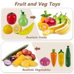 HERSITY Wooden Play Food Set Cutting Fruits and Veggies Toys for Toddlers 1-3, Pretend Play Kitchen Accessories Montessori Educational Toys Gifts for Kids Boys Girls 18 Months+