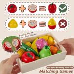 HERSITY Wooden Play Food Set Cutting Fruits and Veggies Toys for Toddlers 1-3, Pretend Play Kitchen Accessories Montessori Educational Toys Gifts for Kids Boys Girls 18 Months+