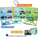 Magnetic Puzzles for Kids Ages 1-3, Travel Toddler Puzzles Ages 2-4 Year, Excavator Refrigerator Magnet for Kids Learning Gift for Road Trip