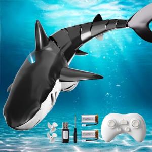 BLmukce 2.4GHz Remote Control Shark Toy for Pool, 1:18 Scale High Simulation RC Shark with Light & Spray Water, Electric Remote Controlled Swimming Water Pool Toys for 4 5 6 7 Year olds Kid Boys Girls