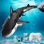 BLmukce 2.4GHz Remote Control Shark Toy for Pool, 1:18 Scale High Simulation RC Shark with Light & Spray Water, Electric Remote Controlled Swimming Water Pool Toys for 4 5 6 7 Year olds Kid Boys Girls