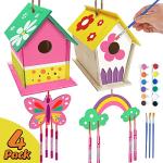 Crafts for Kids Ages 4-8 - 4 Pack DIY Bird House Wind Chime Kit - Build and Paint Birdhouses Wooden Arts Kits Easter Basket Stuffers Gifts for Girls Kids Boys Toddlers Ages 3-5 4-6 6-8 8-12