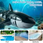 BLmukce 2.4GHz Remote Control Shark Toy for Pool, 1:18 Scale High Simulation RC Shark with Light & Spray Water, Electric Remote Controlled Swimming Water Pool Toys for 4 5 6 7 Year olds Kid Boys Girls