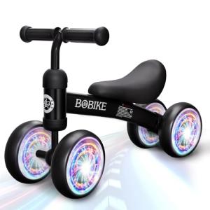 Bobike Baby Balance Bike Toys for 12-36 Months Kids Toy Boy and Girls Gifts Toddler Best First Birthday Gift Children Walker No Pedal Infant 4 Wheels Bicycle (Colorful, Black-Light)