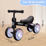 Bobike Baby Balance Bike Toys for 12-36 Months Kids Toy Boy and Girls Gifts Toddler Best First Birthday Gift Children Walker No Pedal Infant 4 Wheels Bicycle (Colorful, Black-Light)
