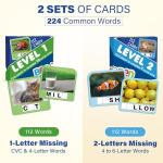 BenBen Spelling Games, 224 Flashcards, 208 Wood Letter Tiles, 1-4 Players, Learning Games for Kids 4-8, Educational Toys for Kindergarten 1st 2nd Grade, Preschool Classroom Must Haves