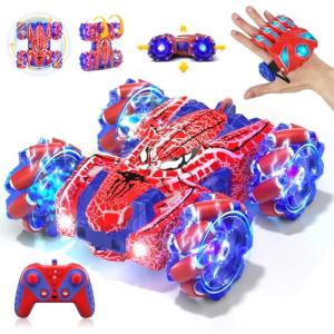 SOGAWEBB Spider Gesture Sensing Remote Control Car, Double Sided RC Cars with Full-Body Light, 2.4GHz Hand Controlled Rechargeable RC Stunt Car Toys for Boys 4 5 6 7 8 9 10 11 12