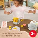 Fisher-Price Wood Pretend Cooking Set, Pots & Pasta Chef, 31 Pieces Play Food & Wooden Utensils for Preschool Kids Ages 3+ Years