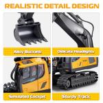 Samtop Remote Control Excavator Toys, 11 Channel 1:20 RC Construction Vehicles, 680° Rotation Hydraulic Car Toys for 6 7 8 9 10 11 12 Year Old Boys Kids, RC Truck Digger Toys Christmas Birthday Gifts