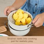 Fisher-Price Wood Pretend Cooking Set, Pots & Pasta Chef, 31 Pieces Play Food & Wooden Utensils for Preschool Kids Ages 3+ Years