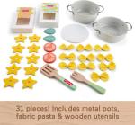 Fisher-Price Wood Pretend Cooking Set, Pots & Pasta Chef, 31 Pieces Play Food & Wooden Utensils for Preschool Kids Ages 3+ Years