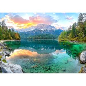 Eibsee Lake Jigsaw Puzzles 1000 Pieces Nature Landscape Puzzles for Adults 1000 Pieces with Letters on Back Hard Impossible Difficult Challenging Family Puzzle Mountain Scenery Lake Puzzles