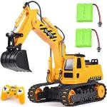 DOUBLE E Remote Control Excavator Toy 2 Batteries RC Excavators Sandbox Digger Hydraulic Construction Toys Vehicles Birthday Gift for Boys Kids 3-14 Years