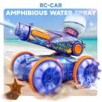 BEZGAR Pool Toys for Kids, Amphibious Remote Control Car Toys for Ages 6-8, RC Stunt Car with Water Gun for Boys and Girls 8-12, Remote Control Boat with Light(Blue)