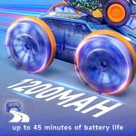 BEZGAR Pool Toys for Kids, Amphibious Remote Control Car Toys for Ages 6-8, RC Stunt Car with Water Gun for Boys and Girls 8-12, Remote Control Boat with Light(Blue)