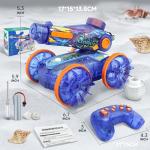 BEZGAR Pool Toys for Kids, Amphibious Remote Control Car Toys for Ages 6-8, RC Stunt Car with Water Gun for Boys and Girls 8-12, Remote Control Boat with Light(Blue)