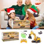 DOUBLE E Remote Control Excavator Toy 2 Batteries RC Excavators Sandbox Digger Hydraulic Construction Toys Vehicles Birthday Gift for Boys Kids 3-14 Years
