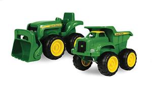 TOMY John Deere Vehicle Set - Includes Dump Truck Toy and Tractor Toy with Loader - Kids Outdoor Toys - Kids Construction and Sandbox Toys - 6 Inches - 2 Count - Ages 18 Months and Up