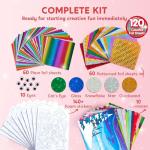 Klever Kits Foil Art Kit for Kids - Arts & Crafts Supplies, Mess Free Coloring, Foil Foam Stickers, Creative Travel Toys, Birthday Gifts for Boys & Girls Ages 4 and Up