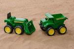 TOMY John Deere Vehicle Set - Includes Dump Truck Toy and Tractor Toy with Loader - Kids Outdoor Toys - Kids Construction and Sandbox Toys - 6 Inches - 2 Count - Ages 18 Months and Up
