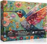 Hummingbird Puzzles for Adults 1000 Pieces, Nature Birds Flower Jewel Art Puzzle, Difficult Crystal Diamond Beautiful Garden Animals Jigsaw Puzzles, Colorful Floral Hard Challenging Puzzles for Adults