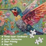 Hummingbird Puzzles for Adults 1000 Pieces, Nature Birds Flower Jewel Art Puzzle, Difficult Crystal Diamond Beautiful Garden Animals Jigsaw Puzzles, Colorful Floral Hard Challenging Puzzles for Adults