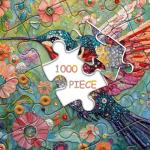 Hummingbird Puzzles for Adults 1000 Pieces, Nature Birds Flower Jewel Art Puzzle, Difficult Crystal Diamond Beautiful Garden Animals Jigsaw Puzzles, Colorful Floral Hard Challenging Puzzles for Adults