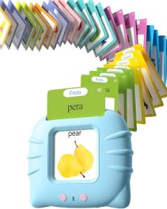 Airbition Bilingual Spanish and English Talking Flash Cards for Ages 2+, Pocket Speech Therapy Tools with 512 Words, Montessori Language Learning and Autism Aids, Children's Sensory Learning Kit