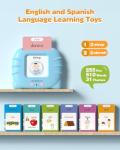 Airbition Bilingual Spanish and English Talking Flash Cards for Ages 2+, Pocket Speech Therapy Tools with 512 Words, Montessori Language Learning and Autism Aids, Children's Sensory Learning Kit