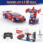 Febyhim Remote Control Car, One-Button Transform Toys Car, 2.4GHz RC Cars 1:18 Scale, 360 Degree Rotation Police Car Toy Transforming into Robot Toy for Boys Girl Kids 4-7 8-12 6-8, Birthday