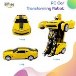 Family Smiles Kids Transforming Robot RC Car Toys for Boys 8-13 Remote Control Gift Yellow