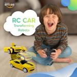 Family Smiles Kids Transforming Robot RC Car Toys for Boys 8-13 Remote Control Gift Yellow