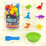 RAEQKS Counting Sorting Dinosaur Toys Montessori Sensory Matching Toy with Bowls Preschool Learning Activities Educational Stacking STEM Game Animals Gifts Sets for Kids Aged 3+ Years Old Boys Girls