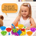 RAEQKS Counting Sorting Dinosaur Toys Montessori Sensory Matching Toy with Bowls Preschool Learning Activities Educational Stacking STEM Game Animals Gifts Sets for Kids Aged 3+ Years Old Boys Girls