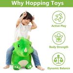 iPlay, iLearn Bouncy Pals Dinosaur Hopper Toy 2 Year Old Boy, Toddler Plush Bounce Animals, Ride on Bouncing Triceratops for Kids, Outdoor Hopping Horse Bouncer, Cool Birthday Gifts 3 4 5 6 Yr Girls