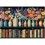 Wildflower Puzzles for Adults 1000 Pieces, PICKFORU Vintage Flower Book Puzzle, Wildflower Pages Jigsaw Puzzle for Book Lover, Floral Art Bookshelf Library Puzzles