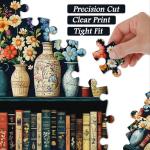 Wildflower Puzzles for Adults 1000 Pieces, PICKFORU Vintage Flower Book Puzzle, Wildflower Pages Jigsaw Puzzle for Book Lover, Floral Art Bookshelf Library Puzzles