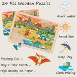Puzzles for Kids Ages 4-6, 4 Packs 24 Piece Wooden Jigsaw Puzzles for Toddlers 5-8 Preschool Educational Puzzles Boards Toys Gifts for 4 5 6 7 8 Boys Girls
