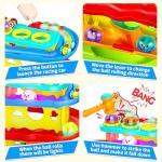 Funwee 2-in-1 Rolling Ball & Racing Car Ramp Toy for Toddlers, Race Track Hammer Lights Ball Drop, Interactive Montessori Learning Game Birthday Gift Idea for Kids 2 3 4 5+Year Old Girl Boy(Yellow)