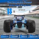 BIFYTON Remote Control Car, 1:18 Scale Rc Cars, All-Terrain RC Truck with LED Light, 20KM/H, Rechargeable, 2WD, 2.4GHz, Sturdy PVC Shell, Remote Control Truck for Boys 4-7 8-12, Beginner