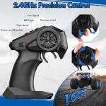 BIFYTON Remote Control Car, 1:18 Scale Rc Cars, All-Terrain RC Truck with LED Light, 20KM/H, Rechargeable, 2WD, 2.4GHz, Sturdy PVC Shell, Remote Control Truck for Boys 4-7 8-12, Beginner