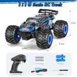 BIFYTON Remote Control Car, 1:18 Scale Rc Cars, All-Terrain RC Truck with LED Light, 20KM/H, Rechargeable, 2WD, 2.4GHz, Sturdy PVC Shell, Remote Control Truck for Boys 4-7 8-12, Beginner