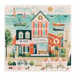 Galison Beside The Sea – 500 Piece Puzzle Fun and Challenging Activity with Bright and Bold Artwork of Charming Village and Sea Scenery for Adults and Families