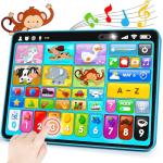 Peacurh Trilingual Learning Toy Tablet with Music & Sound, Montessori Speech Musical Therapy Toys, Gifts for Boy, Girl, Baby, Toddler, for Age 1, 2, 3 Year Old (12-18 Months)