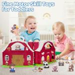 Aigybobo Farm Animals Big Barn Toys for 1 2 3 Year Old, Toddler Montessori Learning Toy, Farm Playset with Animal Figures and DIY Stickers, Christmas Birthday Gift for Baby Boys Girls Age 12-18 Months