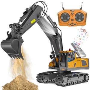 ADTHLIER Remote Control Excavator Toy for Boys 6-11 yrs Old,11-Channel RC Excavator Toy,with Metal Shovel,2.4Ghz RC Construction Vehicle,Ideal Gifts for Kids on